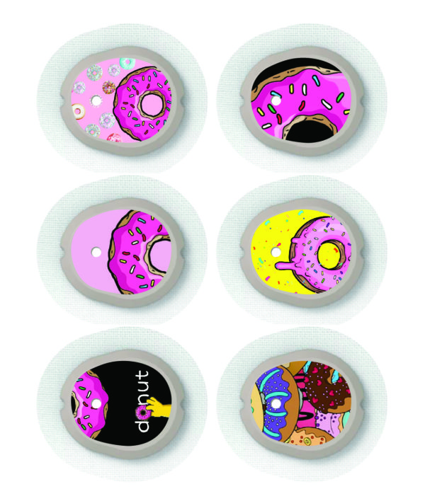DEXCOM G7 - Sada 6 ks samolepek -  Motiv č. 1 - Donut
