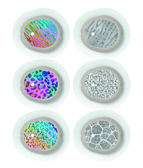 DEXCOM G7 - Sada 6 ks samolepek -  Motiv č. 6 - Mix Glitr