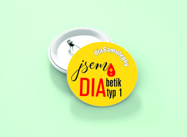 Malý odznáček 25mm - č. 15 - Jsem DIAbetik žlutá