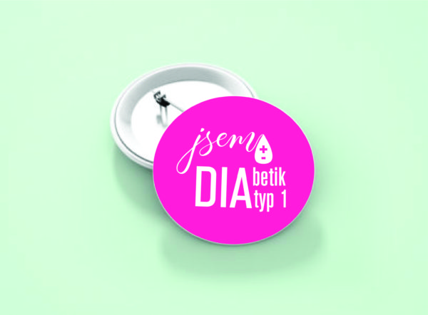 Malý odznáček 25mm - č. 5 - Jsem DIAbetik růžová