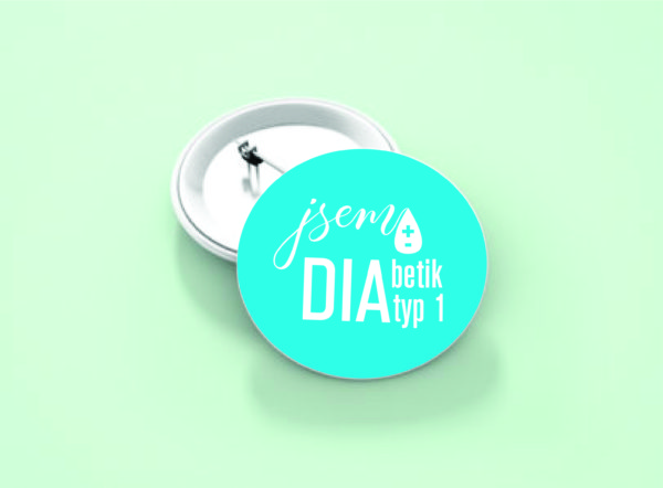 Malý odznáček 25mm - č. 6 - Jsem DIAbetik tyrkysová