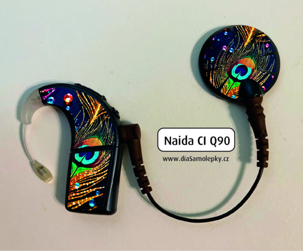 Kochleární implantáty - sada samolepek pro NAIDA CI Q90 - č.7 - Páv