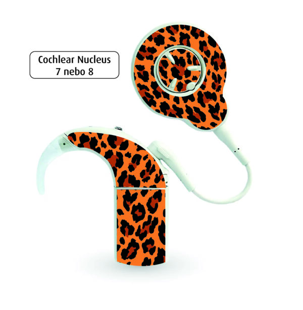 Kochleární implantáty - sada samolepek pro Nucleus 7/8 - č. 44. Leopard
