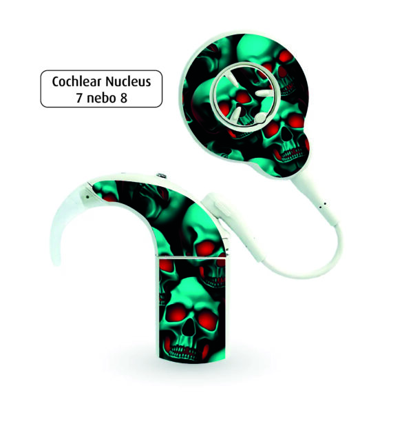Kochleární implantáty - sada samolepek pro Nucleus 7/8 - č. 51. Skull